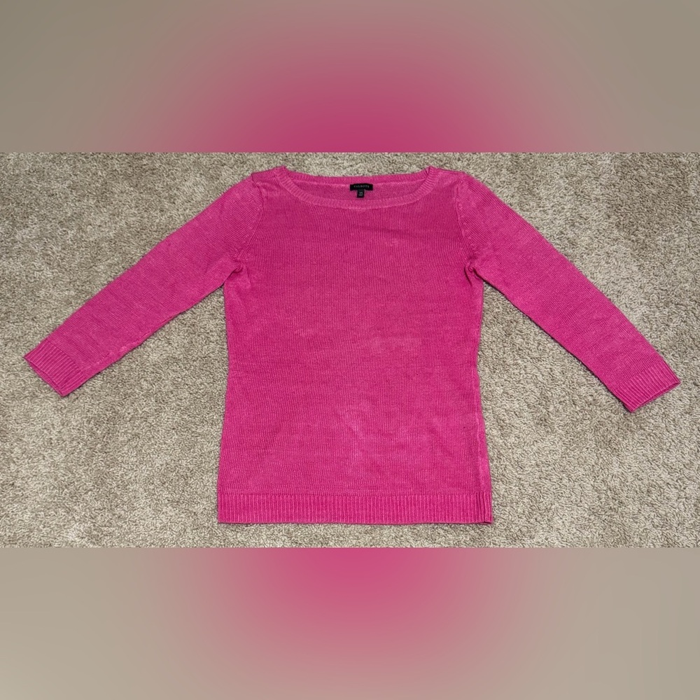 Talbots Women’s Size XS Knit Pink Sweater Crew Neck 100% Linen Pullover